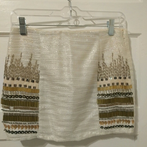 White Sequined Mini Skirt - Small