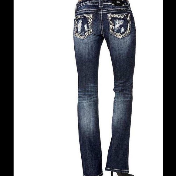 Miss Me boot cut distressed pocket jeans