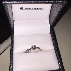 Sterling Silver heart diamond ring