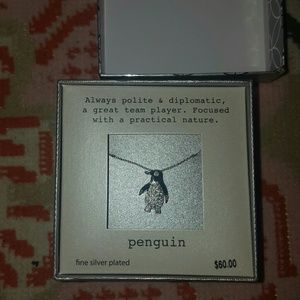 Silver penguin necklace