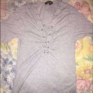 Grey lace up shirt