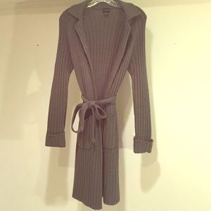 Knit dark gray long sweater (M)