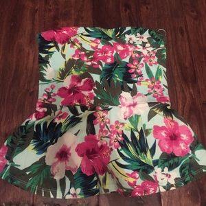 Strapless peplum top