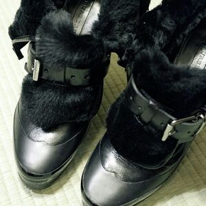 Burberry Prorsum Shearling Fur Foldover Ankle Boot