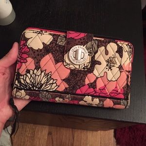 Vera Bradley "Mocha Rouge" Turn-Lock Wallet