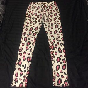 White, Pink, and Black Cheetah Jeggings