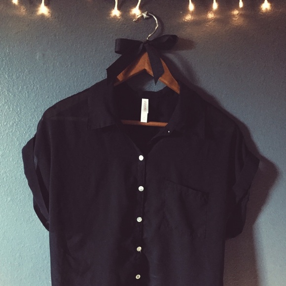 sheer button-up blouse //