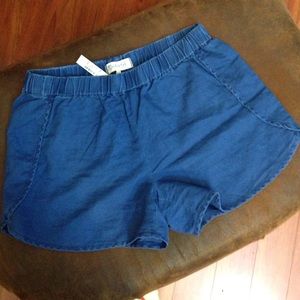 NWT Madewell indigo linen pull-on shorts