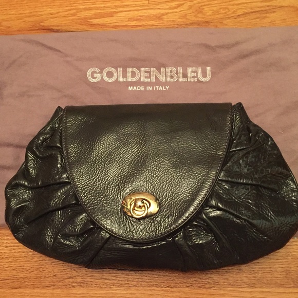 NEW Goldenbleu Grey Charcoal Patent Clutch