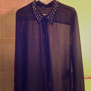 See Through Long Sleeve Blouse