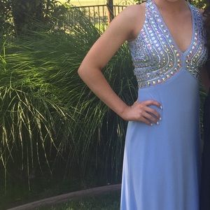 Baby blue plunge prom/ball dress