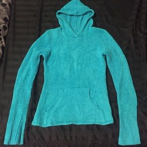 Turquoise Fuzzy Sweater with Hood