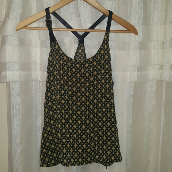 SILK RACER BACK TOP w/ LEATHER STRAPS