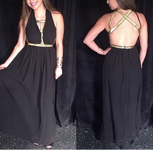 Golden Strapped Maxi Dress - Picture 4 of 4