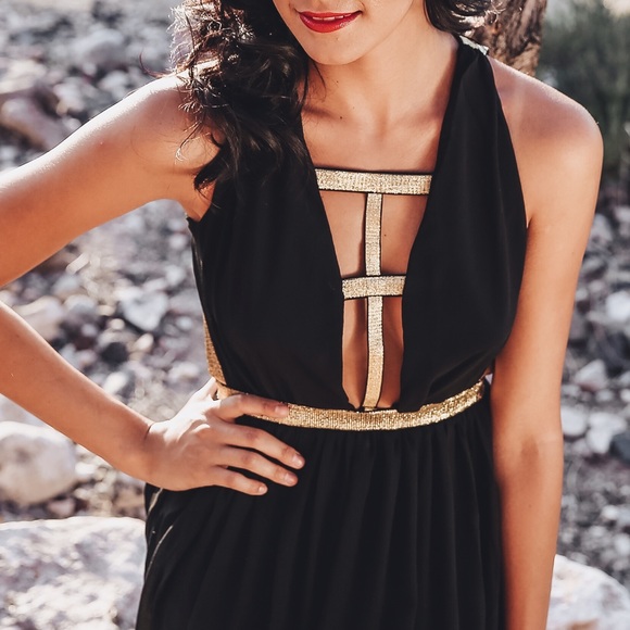 Golden Strapped Maxi Dress - Picture 3 of 4