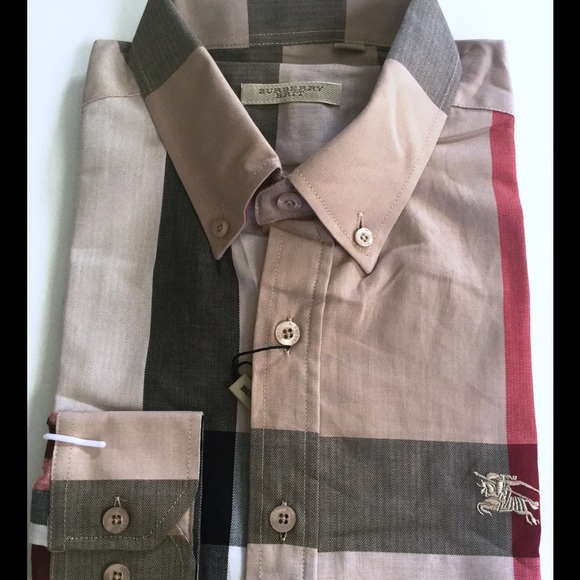 NWT Burberry slim fit long sleeve men shirt Sz. XL