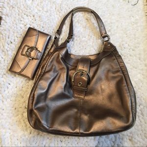 Metallic coach purse