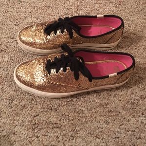 Brand new Kate Spade Gold glitter shoes