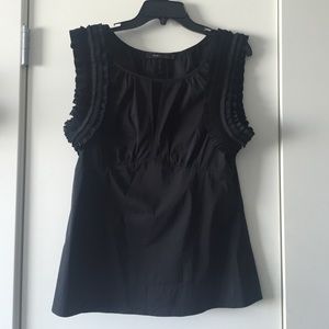 BCBG black ruffled tank