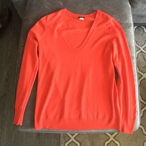 Orange v neck sweater jcrew