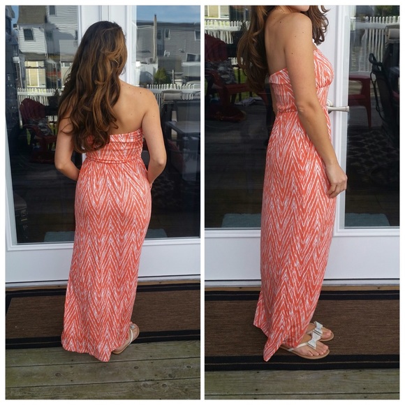🔺CLEARANCE🔺Orange/Ivory maxi dress - Picture 2 of 3