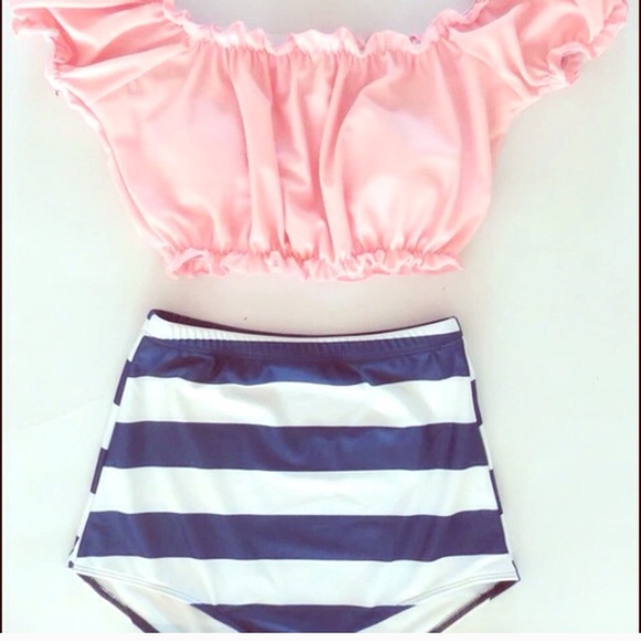 Cute ruffle high waisted bathing suit