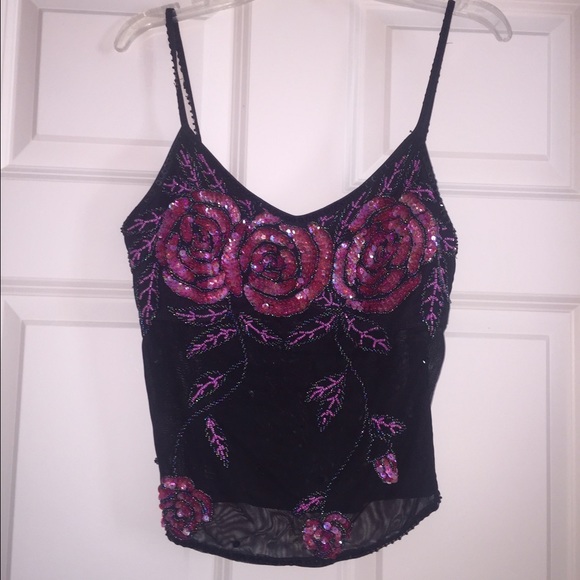 Cache Sequined & Beaded Top