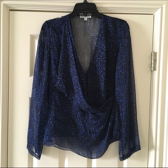 Black and Blue Animal Print Blouse