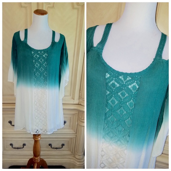 ☀️SUMMER BLOWOUT☀️Jade/Cream ombré dress - Picture 3 of 4