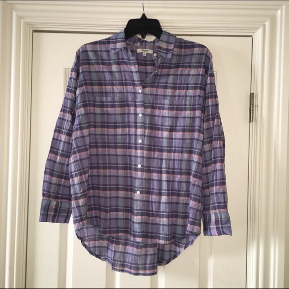 Madewell Purple Plaid Button Up