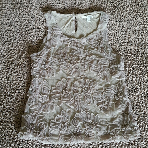 Banana republic tulle flower swirl top-nude tanp
