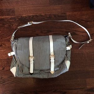 Forever 21 Navy & White Striped Messenger Bag