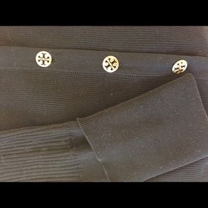Tory Burch black cotton ribbed cardigan XL