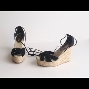 Wild Diva high espadrille wedge with ankle wrap