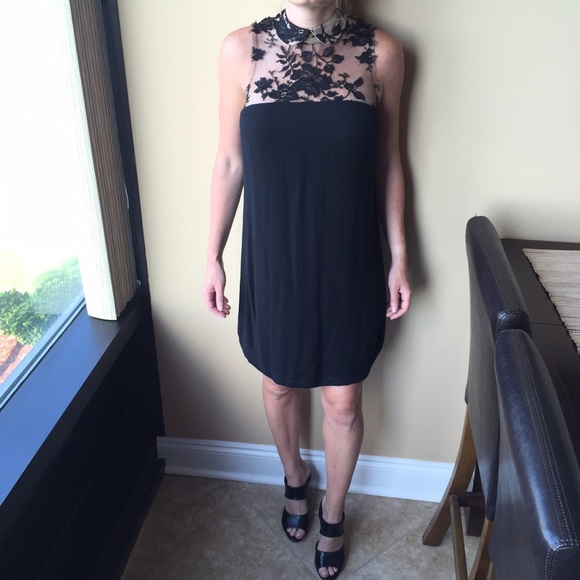 A.L.C. Black shift dress with sheer illusion