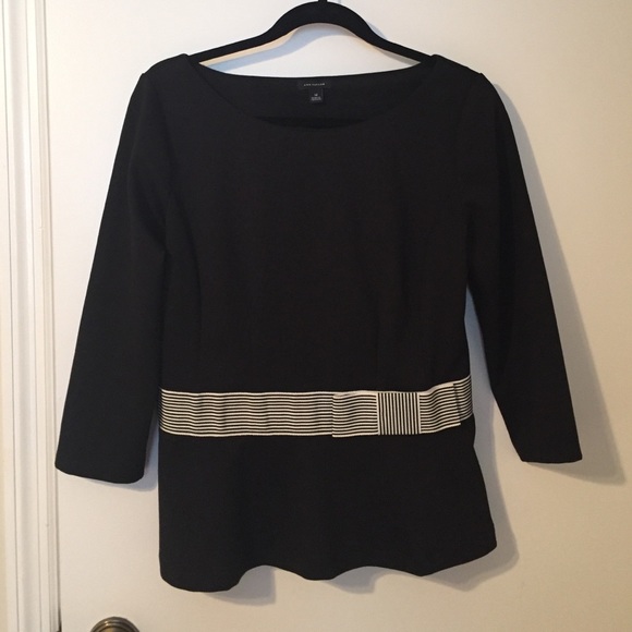 Ann Taylor Black & White Peplum Blouse