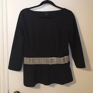 Ann Taylor Black & White Peplum Blouse