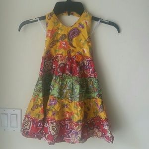 Colorful tod girls backless dress