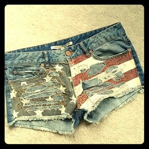 Romeo & Juliet Couture Denim Flag Shorts