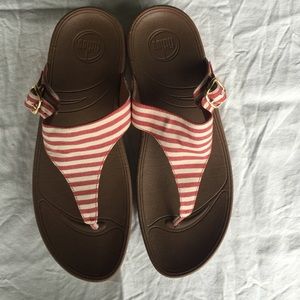 FitFlops- red & cream striped, adjustable buckle