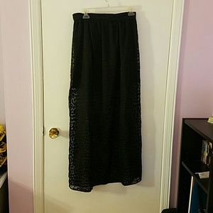 Maxi skirt solid underneath with sheer overlay
