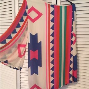 one shoulder dress/aztec print