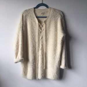 Cotton & Candy - Cream lace-up sweater