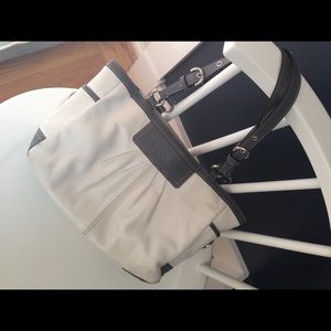 White and gray purse