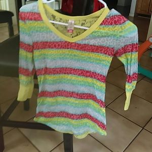 3/4 sleeve multi- colored v neck