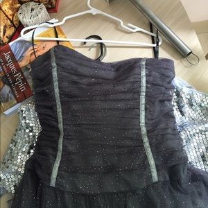 Betsey Johnson Gray Glitter Tulle Dress