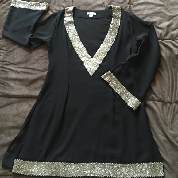 Boston Proper silver beaded sheer tunic new