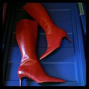RED COLIN STUART LEATHER BOOTS
