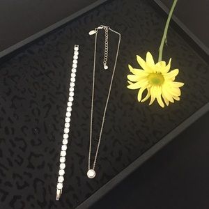 lia sophia tennis bracelet and crystal necklace