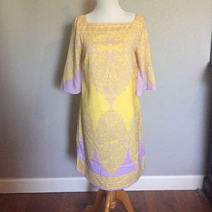 Purple and yellow shift dress
